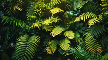 Ferns and tropical plants in a rainforest