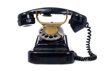 Old telephone, transmission of sound through wires.