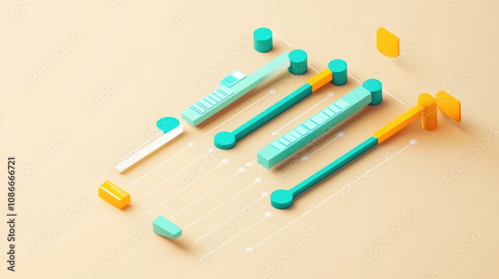 Aufkleber Abstract graphic design featuring colorful bars and shapes, representing data visualization.