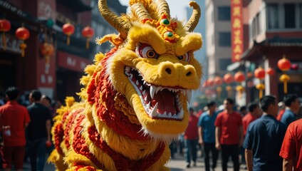 Chinese dragon  dance at the Chinese New Year festival