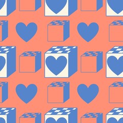 seamless pattern with hearts and boxes