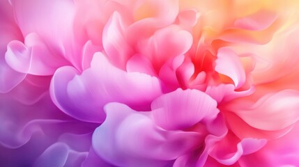 Obraz premium Close-up of vibrant pink peonies blending in soft pastel shades, showcasing delicate petals and smooth textures in a dreamy floral background.