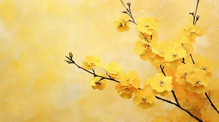 Vibrant yellow flower arrangement on soft yellow backdrop embodies the spirit of spring and summer, ideal for personalized messages or greetings.