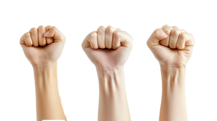  Four fists with white background.
