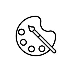 Brush and Palette icon linear logo isolated