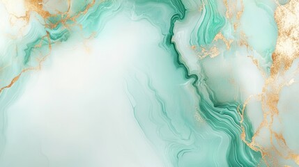 Faux stone texture with malachite and agate patterns in mint green featuring luxurious gold veins in elegant marbled style, abstract background design.