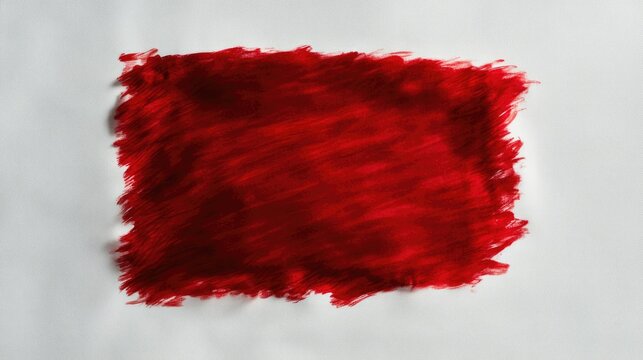Vivid red brushstroke on a textured white background, showcasing an artistic expression with dynamic lines and rich color depth.