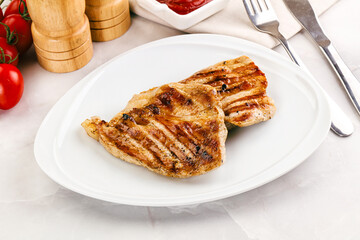 Grilled pork steak with sauce