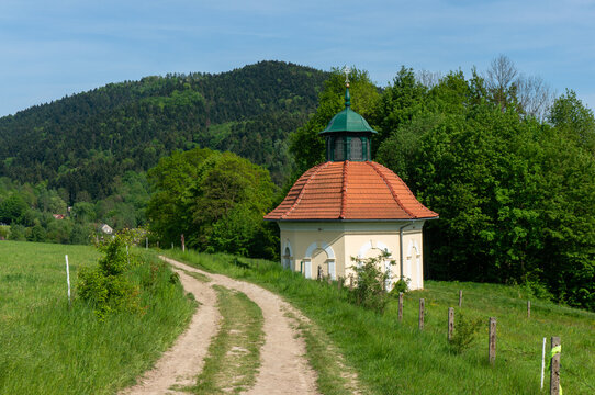 Chapel of Guardian Angel, also called Betsaida, 1836. Calvary Paths are combination of beauty nature and place of worship with rich history. Pilgrimage place in Lesser Poland Voivodeship, Poland.