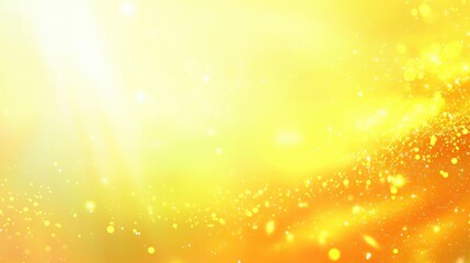 Radiant yellow abstract background with glowing particles and shimmering bokeh effects, creating a warm and festive atmosphere, perfect for text overlay.