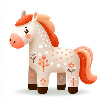 Lindo caballo con dise&ntilde;o elaborado sobre fondo blanco