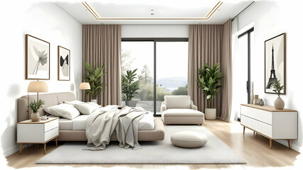 Bedroom modern model detailed illustration