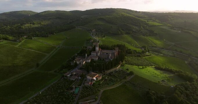 Abbey of San Michele Arcangelo a Passignano Atop Hill Near Tavarnelle Val di Pesa, Province of Florence, Italy.
