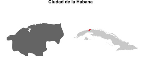 Obraz premium Ciudad de la Habana province blank outline map set