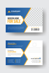 Vector postcard or EDDM postcard design template, Real estate property sale business flyer