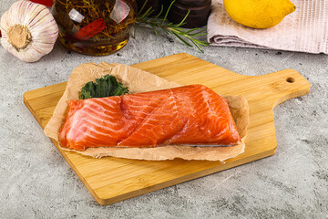 Piece of cut salmon fillet