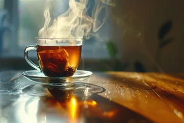  Steaming hot tea with a single tea bag © darshika