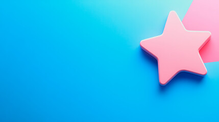 Obraz premium Colorful minimalistic design featuring a pink star shape on a vibrant blue background, perfect for fun and cheerful graphics or promotional materials.