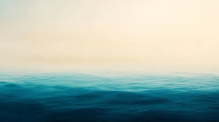 Obraz premium Serene Ocean Waves Under a Soft Horizon with Gentle Tones of Blue and Cream for Relaxation and Tranquility in Nature Photography