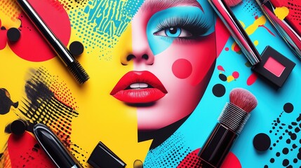 Bold and Vibrant Pop Art Beauty Composition