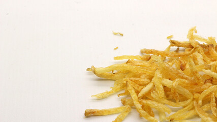 Mustofa potatoes are a traditional Indonesian food. Potatoes are thinly sliced, fried with spicy seasoning.