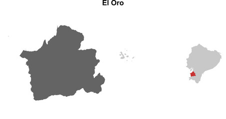 Fototapeta premium El Oro province blank outline map set