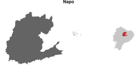 Napo province blank outline map set