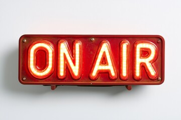 Vintage illuminated studio On Air sign isolated on a white background