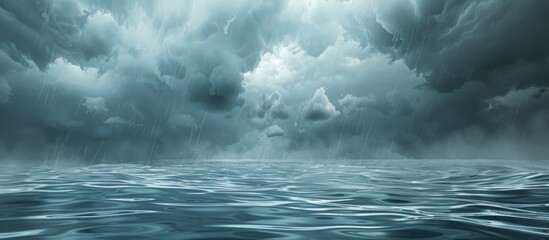 Dark Clouds Over Lake with Approaching Thunderstorm and Waves