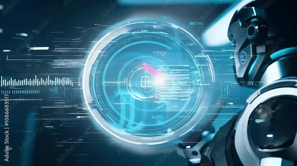 Wall mural 4k biometric technology ideal tech innovation themed content digital future robotic communication en