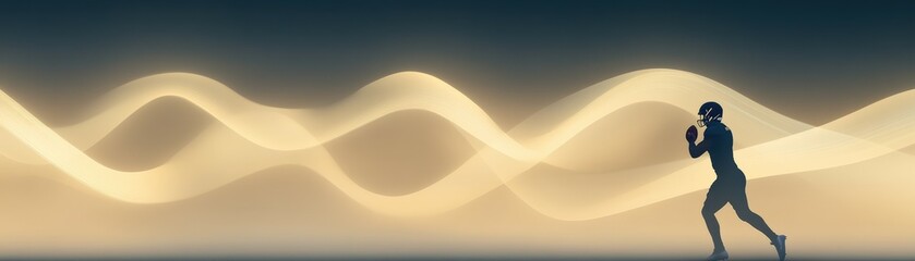 Fototapeta premium A quarterback calling an audible, glowing routes forming around him on the field