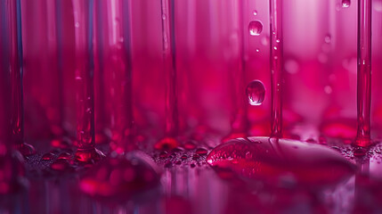 Vivid Red Liquid Droplets and Streams - Abstract Science Concept Design for Posters