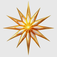 Intricate Golden Star with Radiant Points Illuminating in a Bright Background, Perfect for Festive Celebrations and Seasonal Decorations