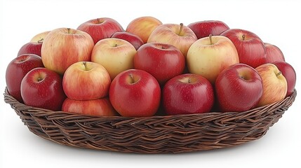 Basket of Fresh Red apple isolated on white background,