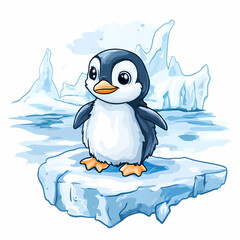 Cute Penguin Illustration: Charming Solo Penguin Design for Kids' Rooms and Creative Spaces, generated ai