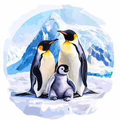Adorable Penguin Family: Heartwarming Family Scene for Kids' Rooms and Storybook Projects, generated ai