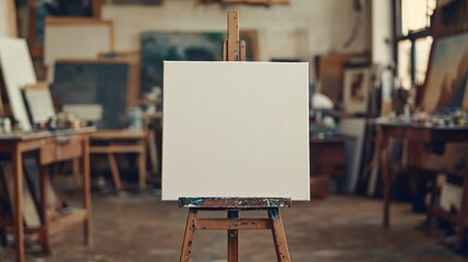 Blank Canvas in Art Studio