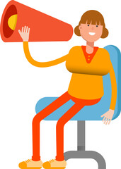 Girl Character and Megaphone
