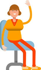Girl Character Sitting on Chair
