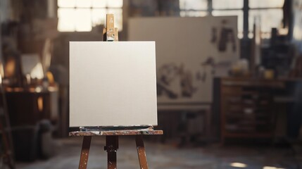 Blank Canvas in an Art Studio