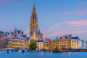 Obraz premium Downtown Antwerp city skyline, cityscape of Belgium