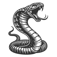 Fototapeta premium coiled cobra with its hood flared, showcasing classic artistic style and intricate line work sketch engraving generative ai raster illustration. Scratch board imitation. Black and white image.