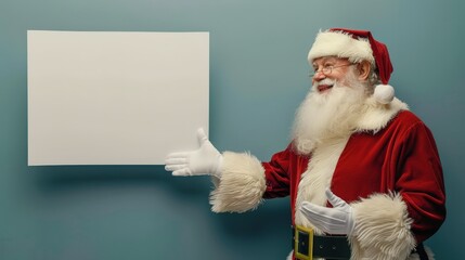 Naklejka premium Santa Claus with Blank Sign for Holiday Message