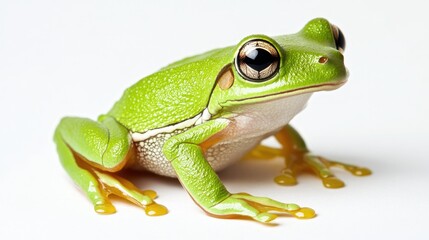 Naklejka premium Green Tree Frog Portrait with Big Eyes