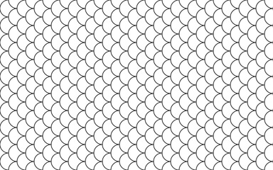 Sea wrapping paper. Fish scale monochrome texture. Outline mermaid seamless background. Reptile skin pattern. Cute marine backdrop with gradient. Vector illustration. © Iryna
