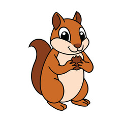 A chipmunk holding seeds in its pawson a white background.