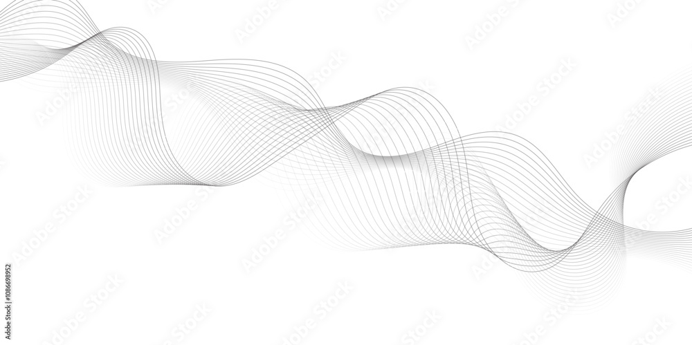 Leinwandbilder Abstract grey, white smooth element swoosh speed wave modern stream background. Wave with lines created using blend tool. Abstract frequency sound wave lines and twisted curve lines background.	
