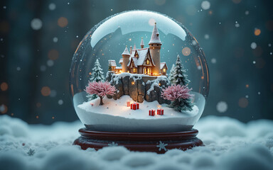 Christmas Crystal Ball with Snowy Island