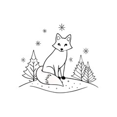 A graceful arctic fox sits peacefully on a snowy hill, capturing the serene beauty of winter wildlife and the arctic's natural charm.