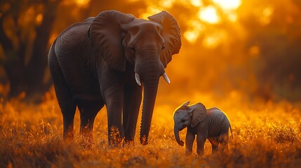 elephent with her kid